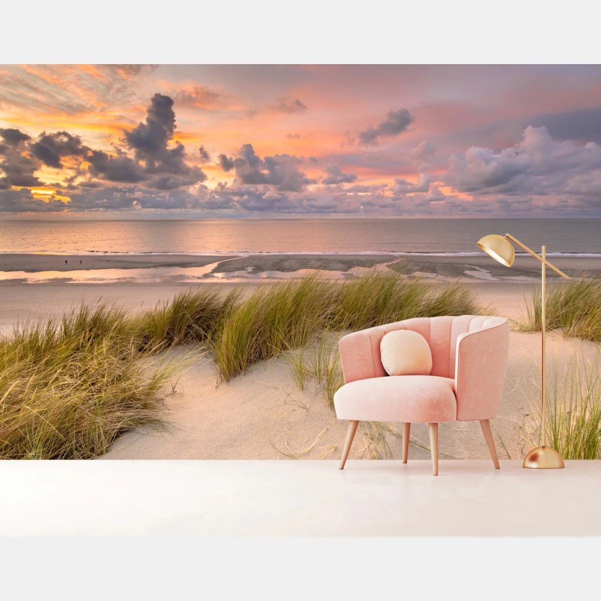 Carta da parati tramonto sulle dune al mare • Wallissimo® Carta da parati tramonto sulle dune al mare • Wallissimo®