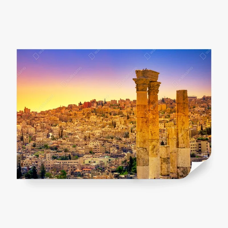 Carta da parati panorama storico di Amman al tramonto