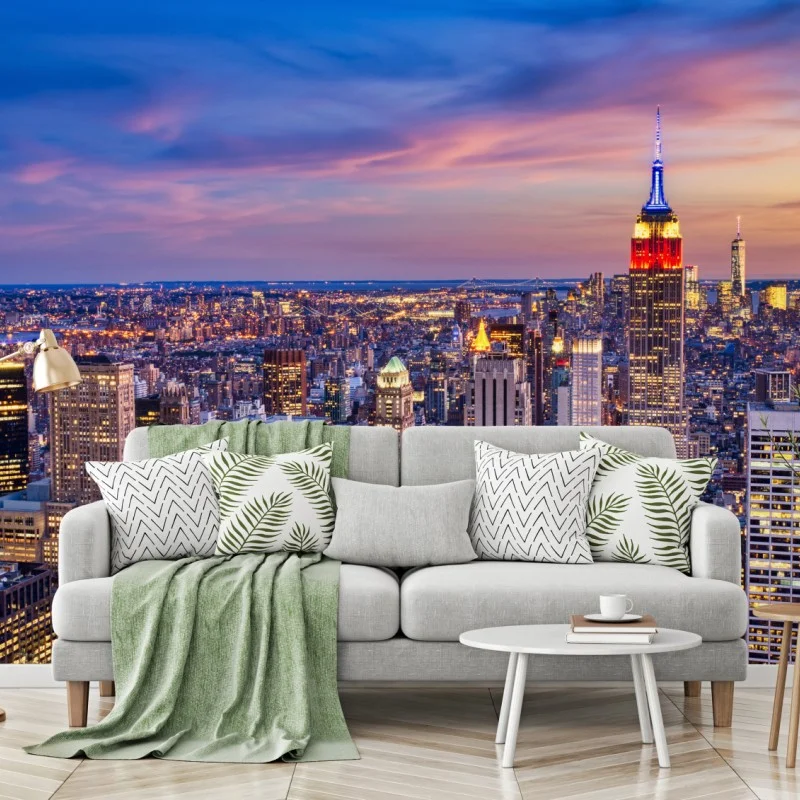 Carta da parati tramonto su New York con Empire State Building