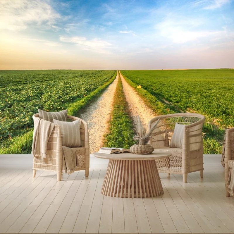 Carta da parati strada verso l'orizzonte