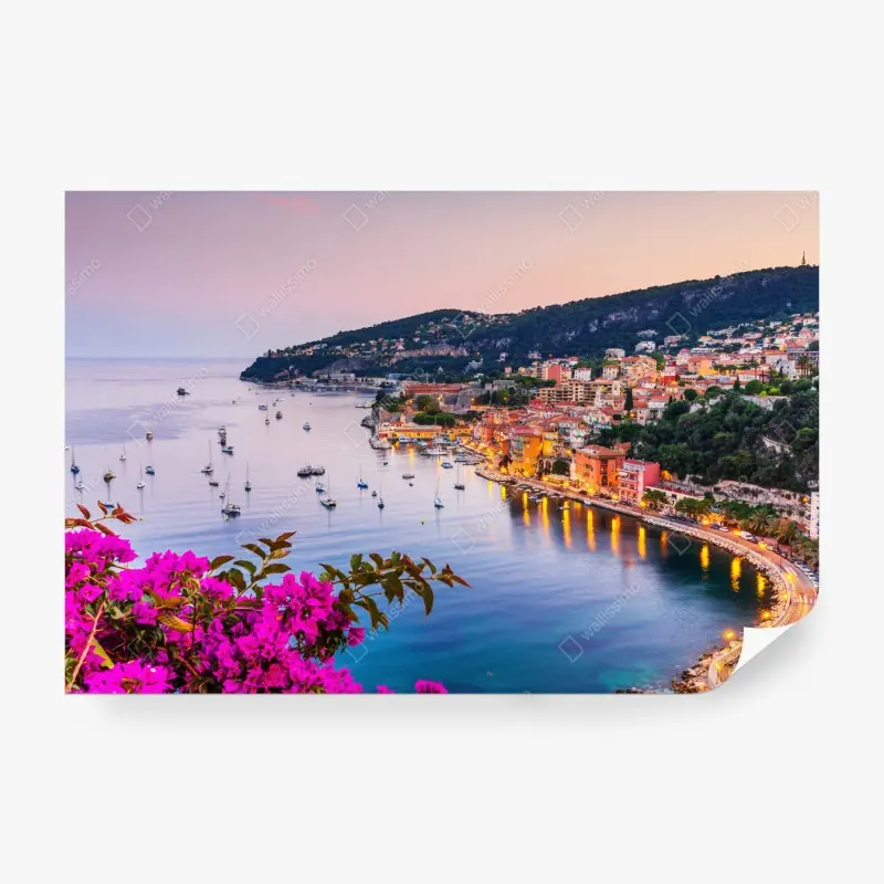 Carta da parati tramonto a Villefranche-sur-Mer, Costa Azzurra: scorcio sul porto