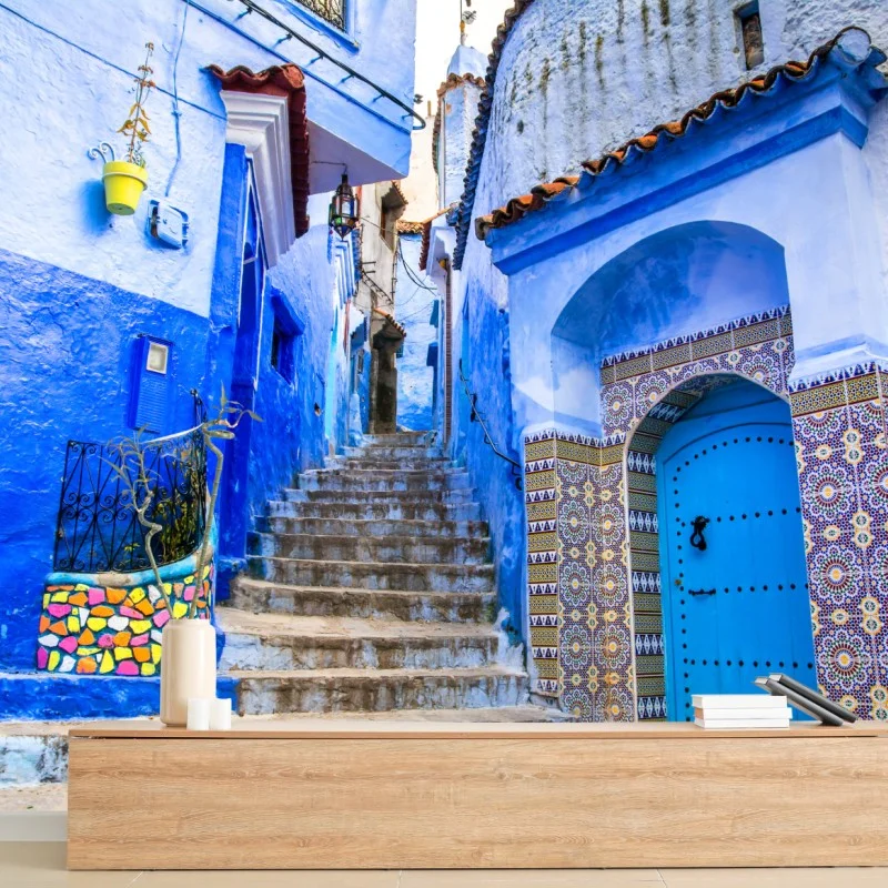 Carta da parati vicoli azzurri di Chefchaouen