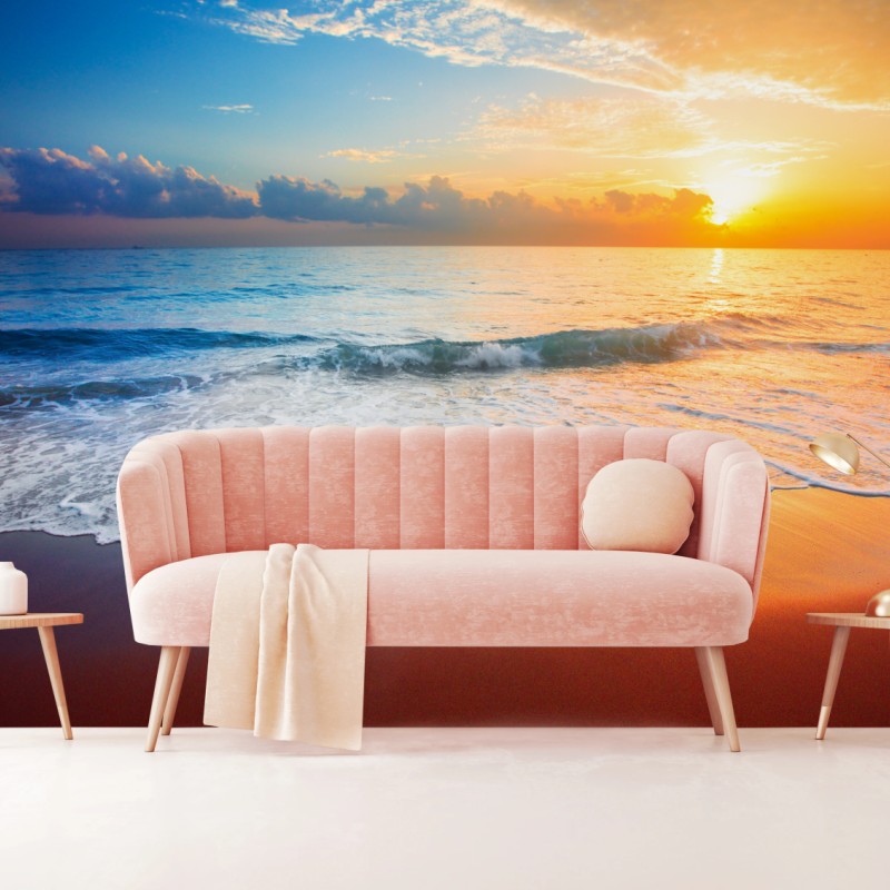 Carta da parati tramonto dorato sul mare
