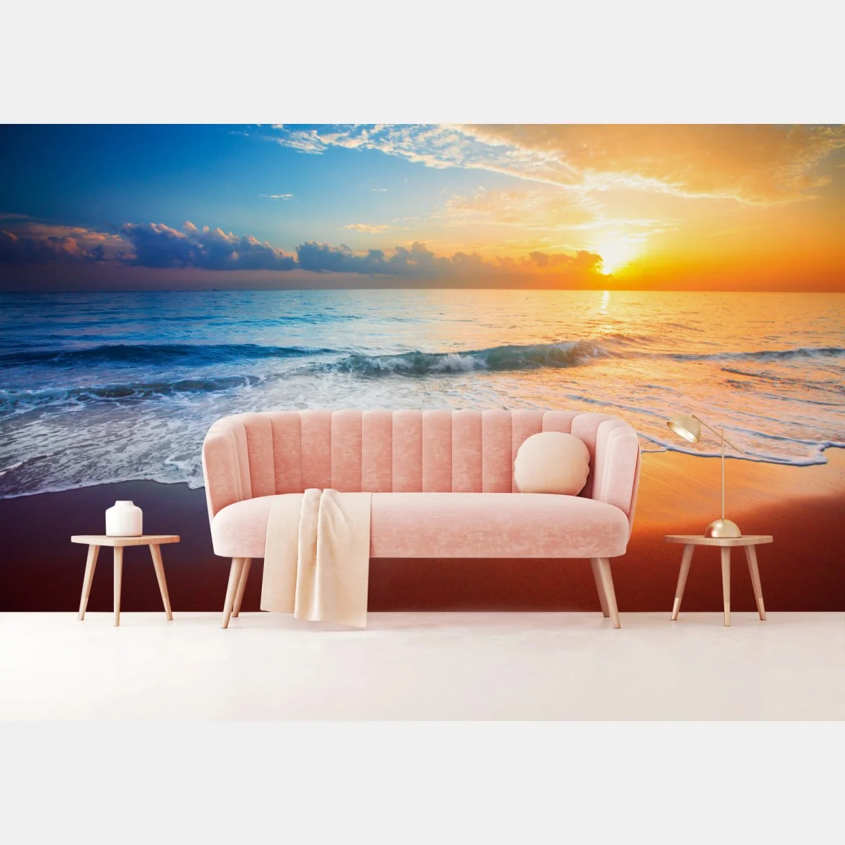Carta da parati tramonto dorato sul mare • Wallissimo® Carta da parati tramonto dorato sul mare • Wallissimo®