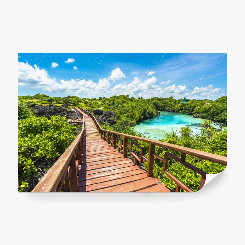 Carta da parati passerella verso la laguna turchese