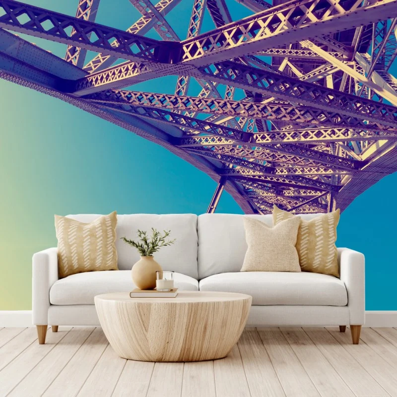 Carta da parati prospettiva metallica su cielo turchese