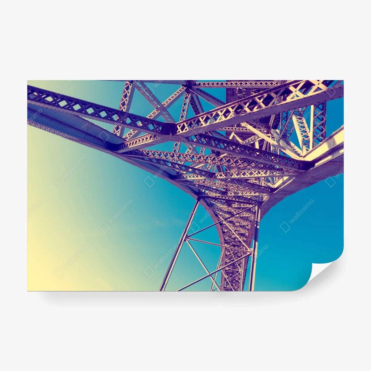 Carta da parati prospettiva metallica su cielo turchese • Wallissimo®