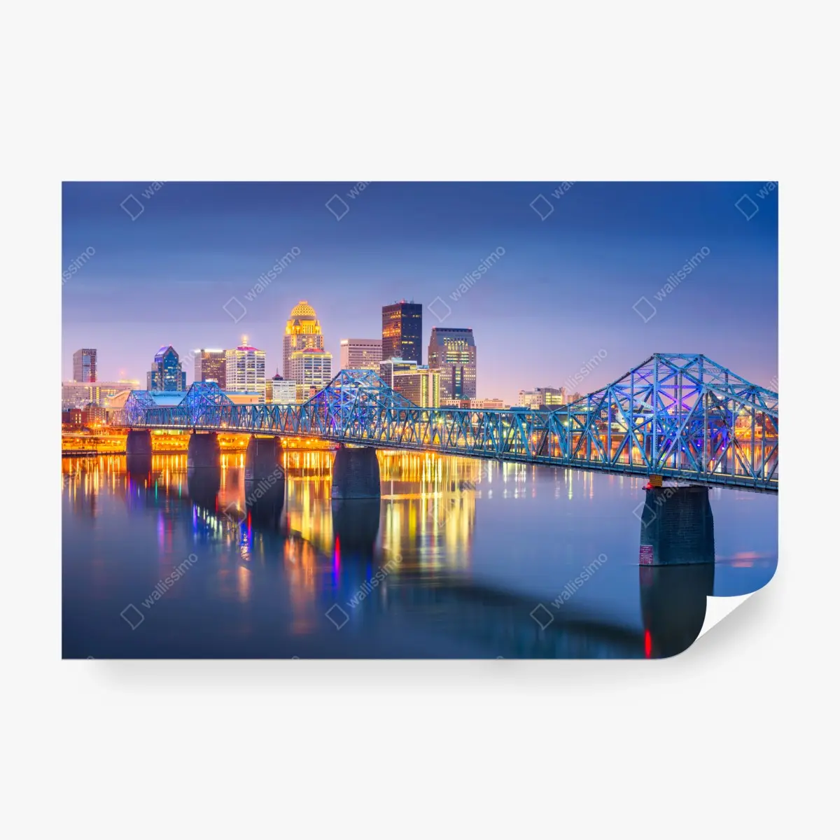 Carta da parati panorama crepuscolare di Louisville sul fiume Ohio • Wallissimo® Carta da parati panorama crepuscolare di Louisville sul fiume Ohio • Wallissimo®