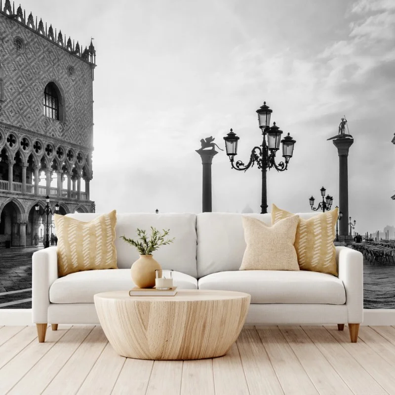 Carta da parati mattina a Venezia: piazza San Marco in bianco e nero