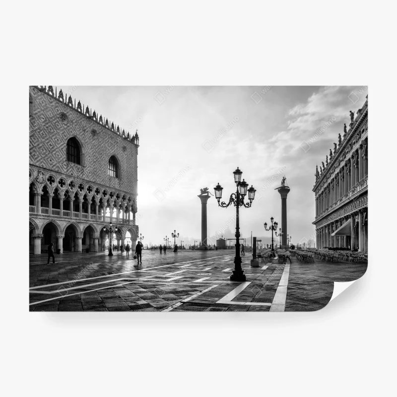 Carta da parati mattina a Venezia: piazza San Marco in bianco e nero