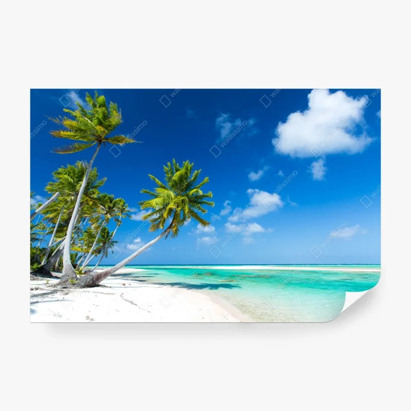 Carta da parati paradiso tropicale spiaggia di palme e mare turchese