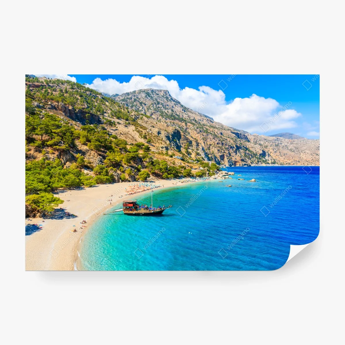 Carta da parati vista panoramica della baia di Apella, Karpathos • Wallissimo®