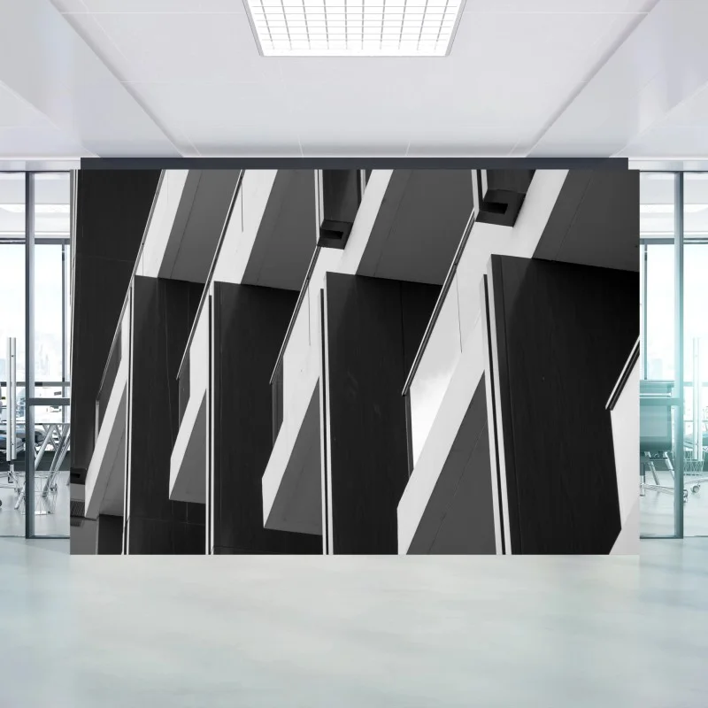 Carta da parati composizione architettonica minimal in bianco e nero