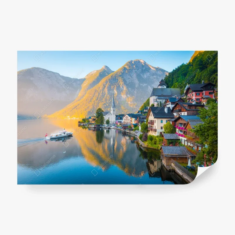 Carta da parati panorama di Hallstatt all'alba