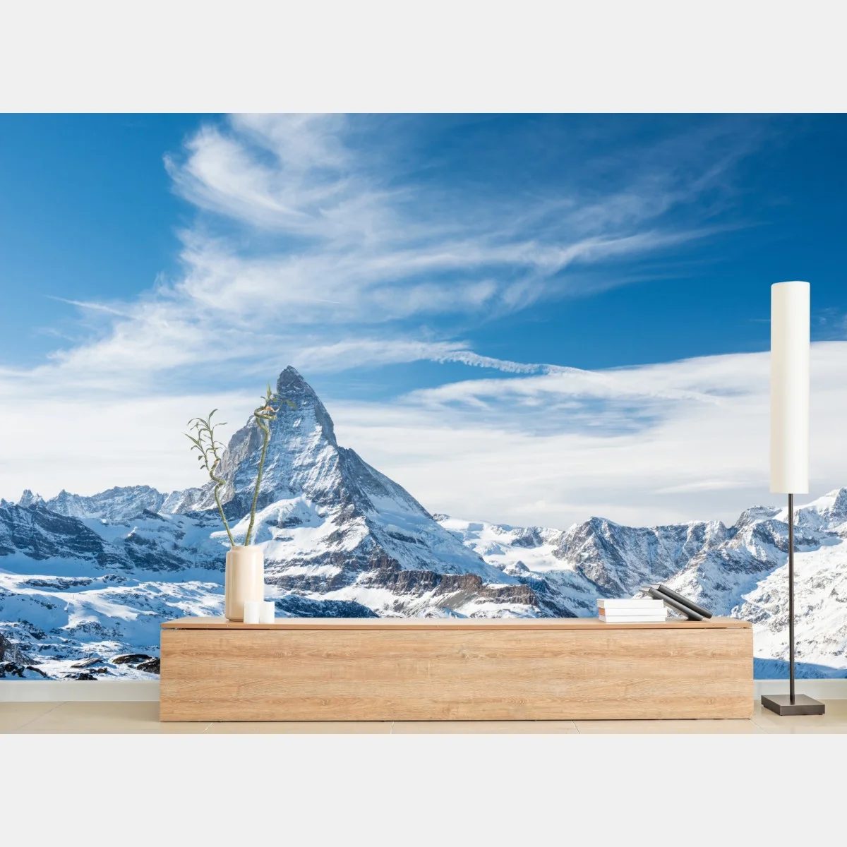 Carta da parati maestosa cima innevata delle Alpi • Wallissimo® Carta da parati maestosa cima innevata delle Alpi • Wallissimo®