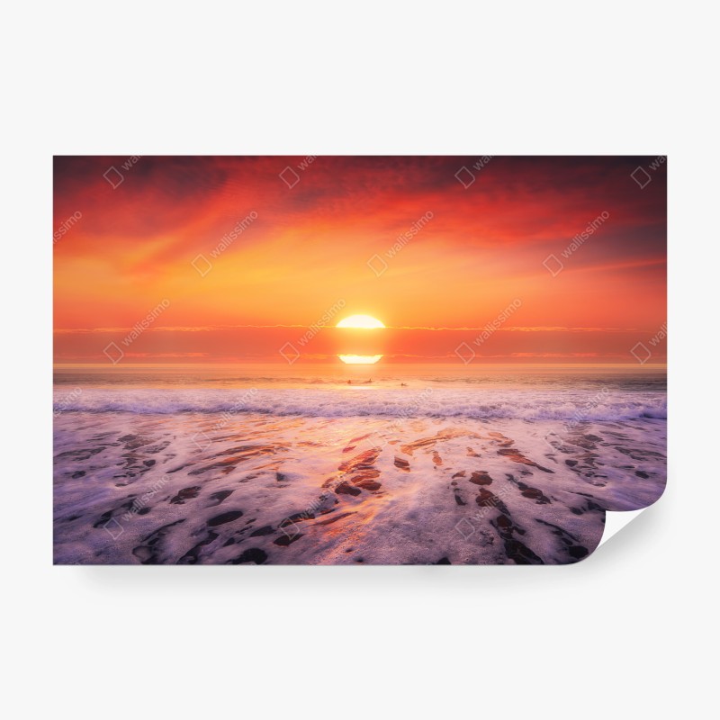 Carta da parati tramonto dorato sulla spiaggia