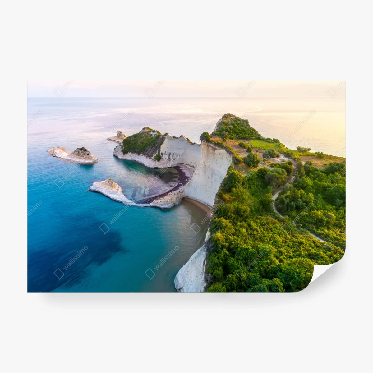 Carta da parati scogliera bianca e mare turchese • Wallissimo® Carta da parati scogliera bianca e mare turchese • Wallissimo®