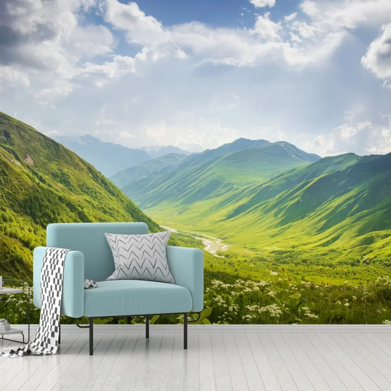 Carta da parati panorama della valle di Svaneti, Georgia