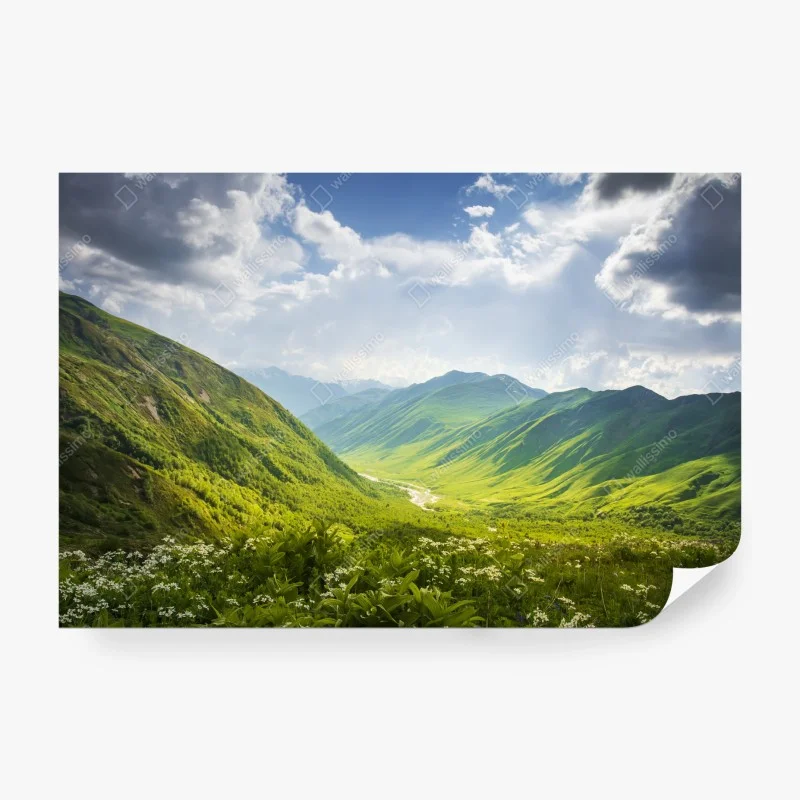 Carta da parati panorama della valle di Svaneti, Georgia