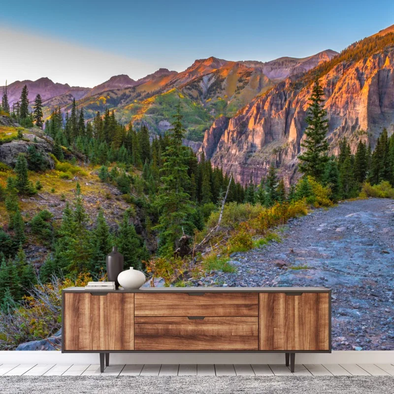 Carta da parati tramonto sulle vette rocciose