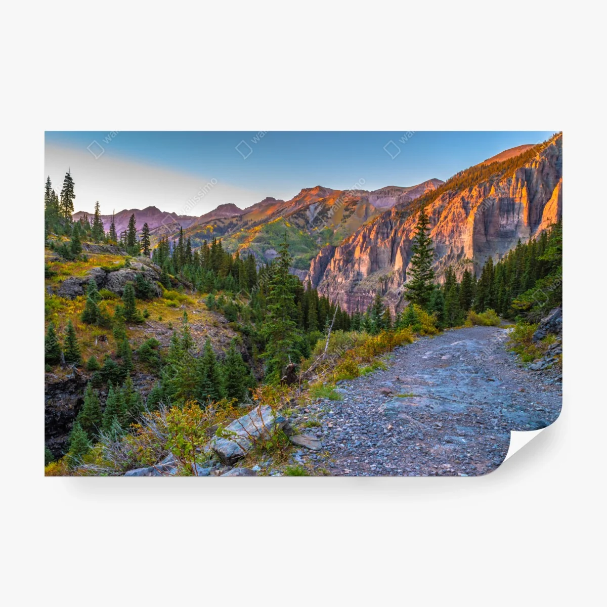 Carta da parati tramonto sulle vette rocciose • Wallissimo®