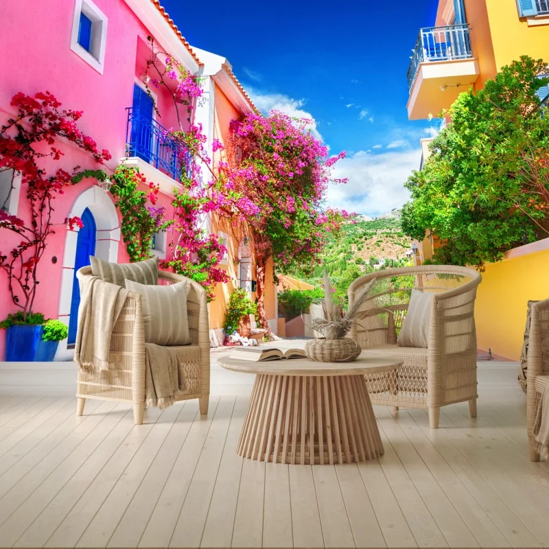 Carta da parati viale fiorito a Cefalonia