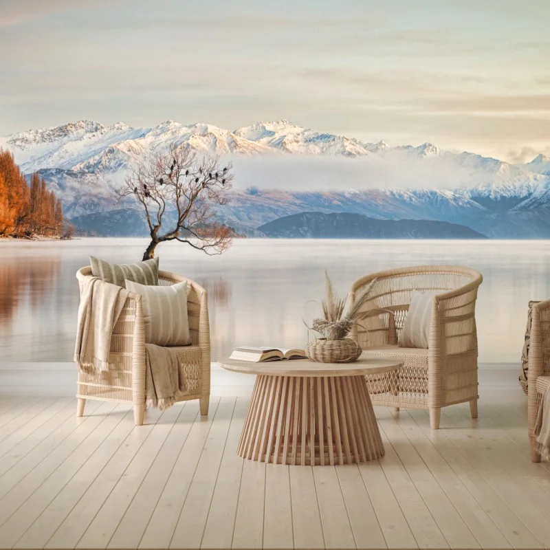 Carta da parati silenzio invernale sul lago Wanaka