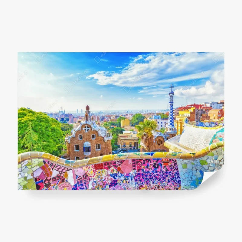 Carta da parati vista colorata su Parc Güell, Barcellona