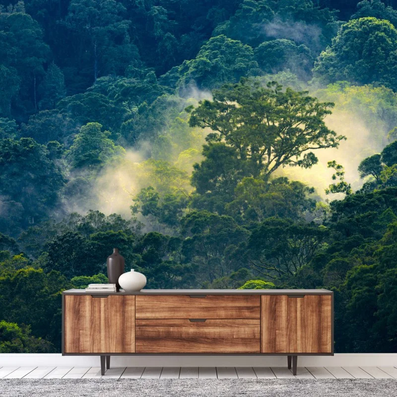 Carta da parati chioma dorata nella foresta mistica