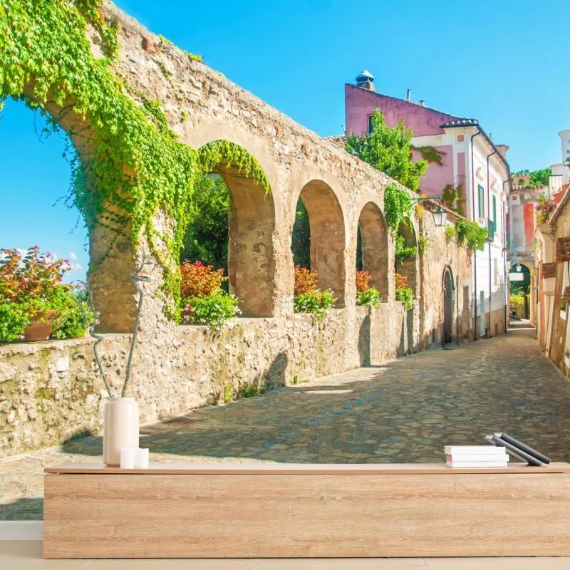 Carta da parati scorcio fiorito di Ravello sulla Costiera Amalfitana