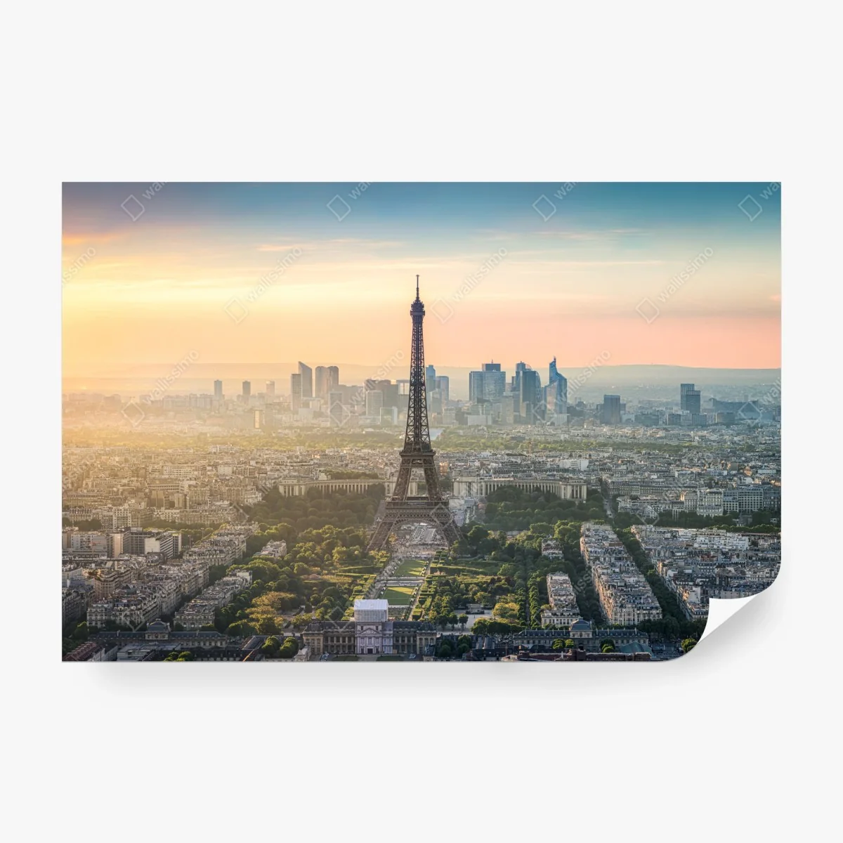 Carta da parati tramonto su Parigi con Torre Eiffel • Wallissimo®