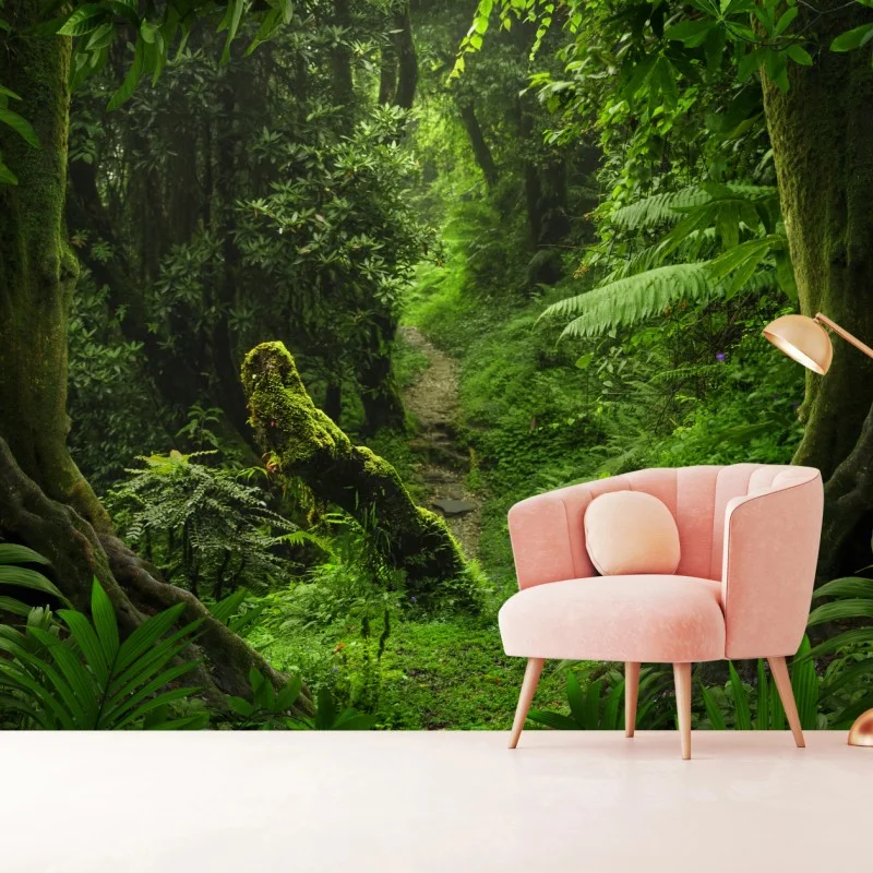 Carta da parati sentiero incantato nella foresta pluviale