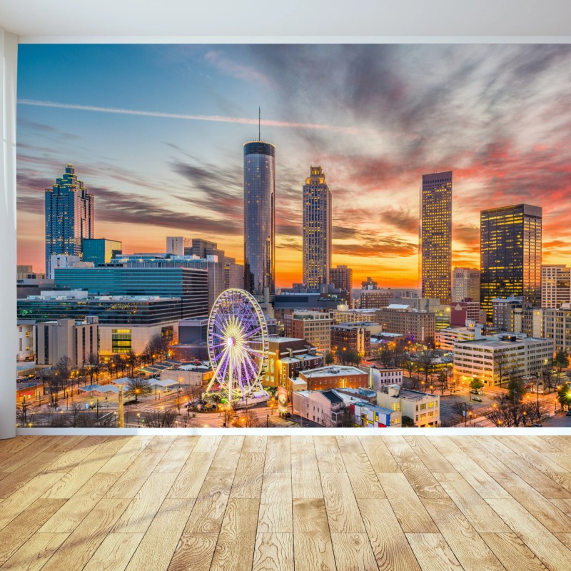 Carta da parati tramonto su Atlanta, skyline metropolitano