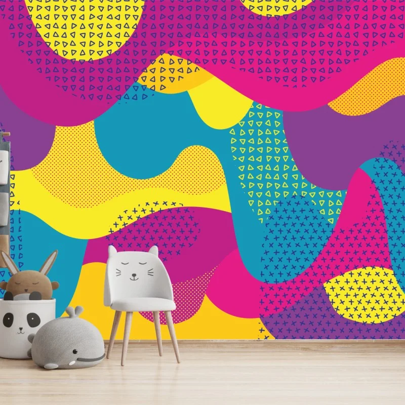 Carta da parati motivo astratto pop di forme fluide