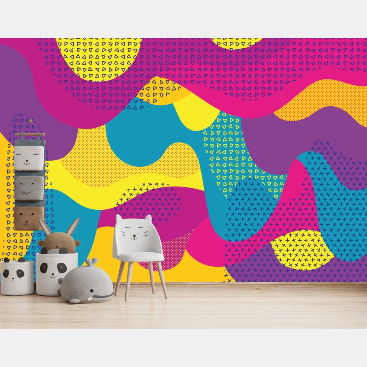 Carta da parati motivo astratto pop di forme fluide • Wallissimo® Carta da parati motivo astratto pop di forme fluide • Wallissimo®