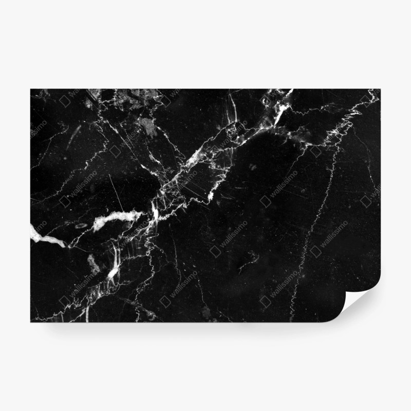 Carta da parati texture marmo nero con venature bianche