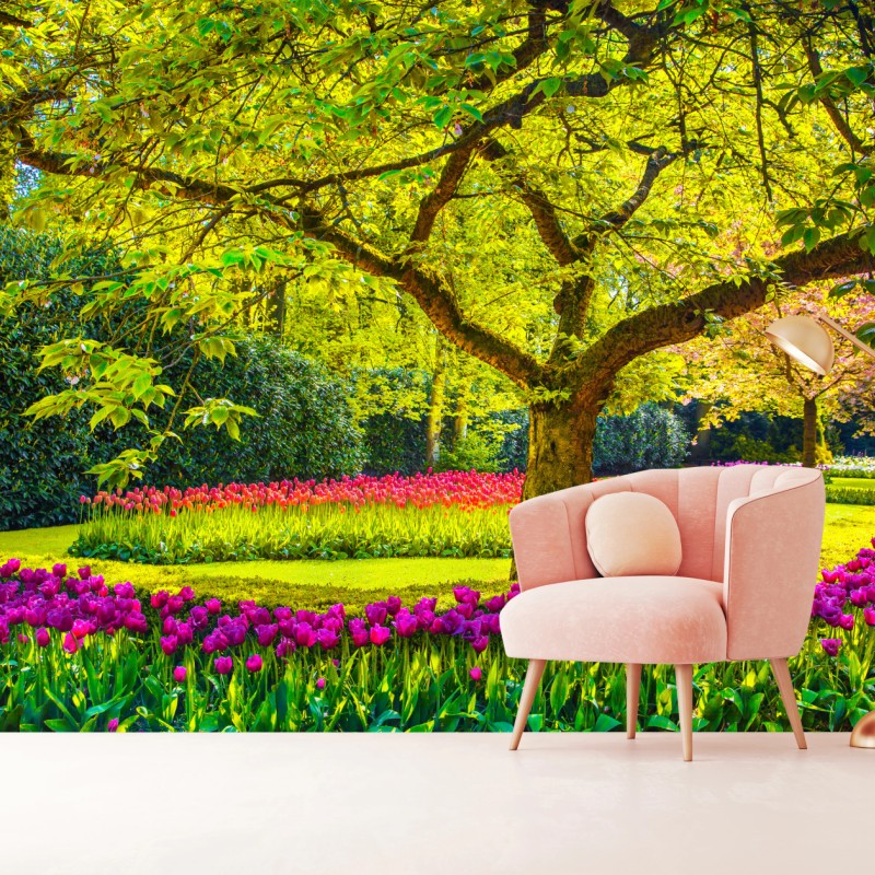 Carta da parati giardino di tulipani primaverile a Keukenhof