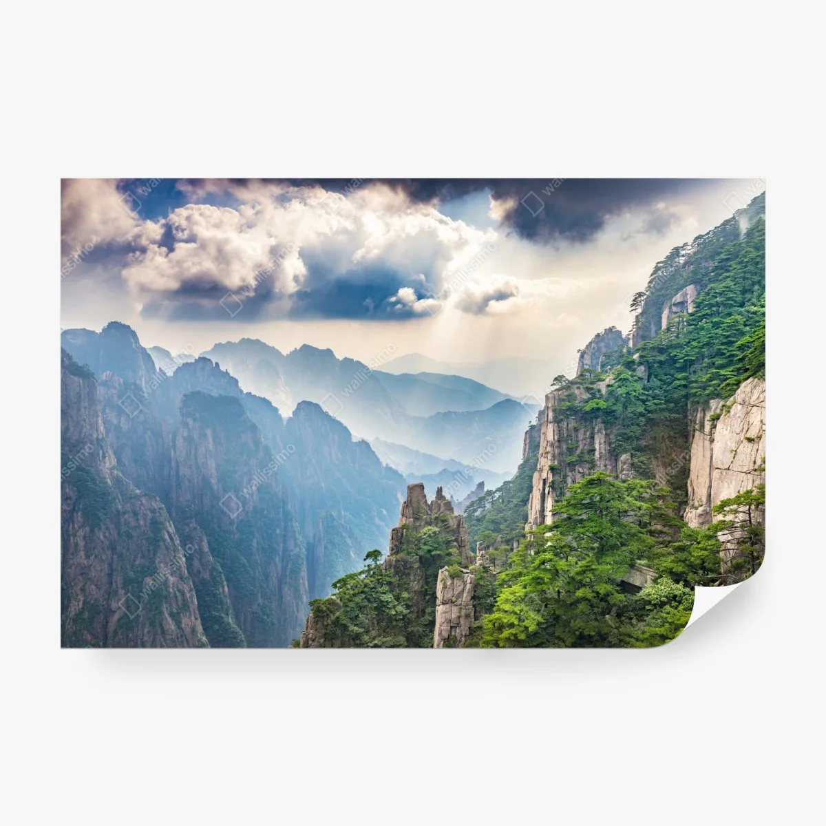 Carta da parati vette maestose e nebbia dorata • Wallissimo®