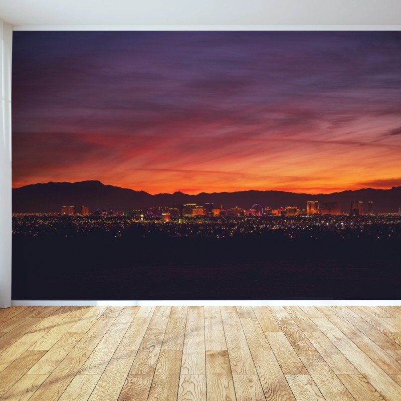 Carta da parati panorama serale di Las Vegas al tramonto