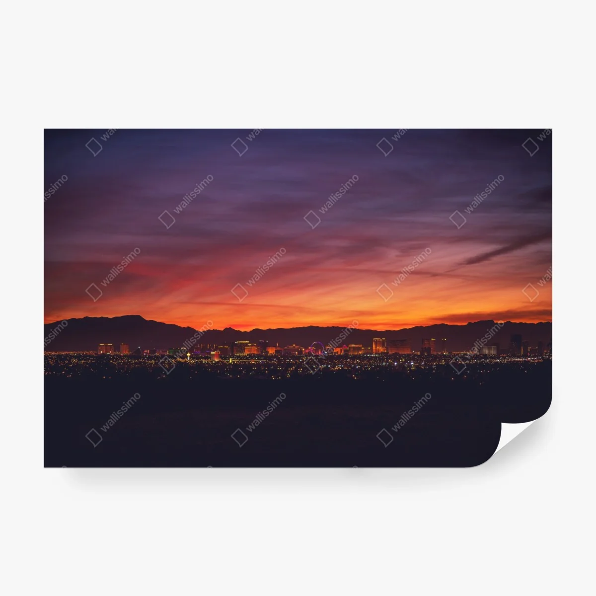 Carta da parati panorama serale di Las Vegas al tramonto • Wallissimo®