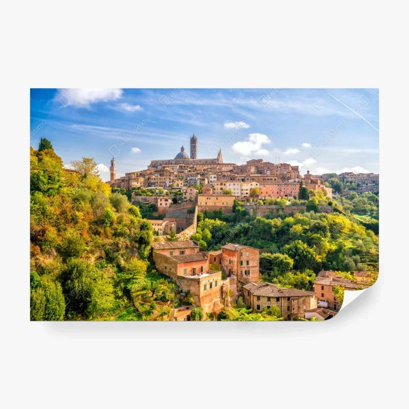 Carta da parati panorama storico di Siena nelle colline della Toscana