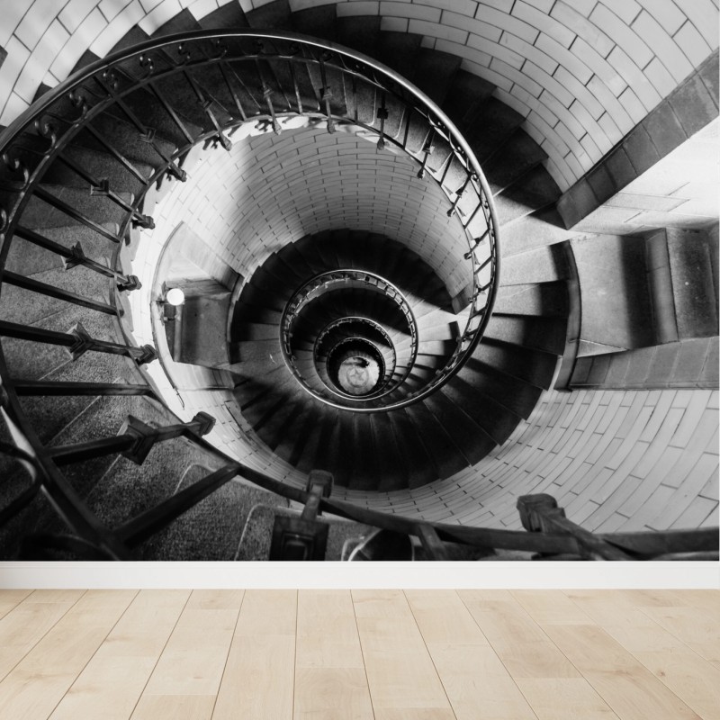 Carta da parati spirale architettonica in bianco e nero