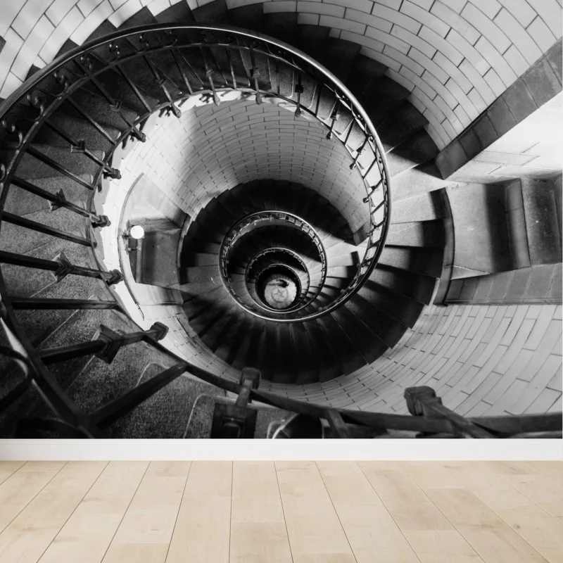Carta da parati spirale architettonica in bianco e nero