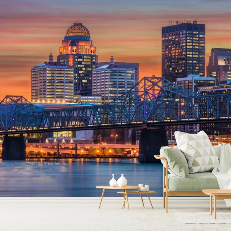 Carta da parati skyline di Louisville al tramonto