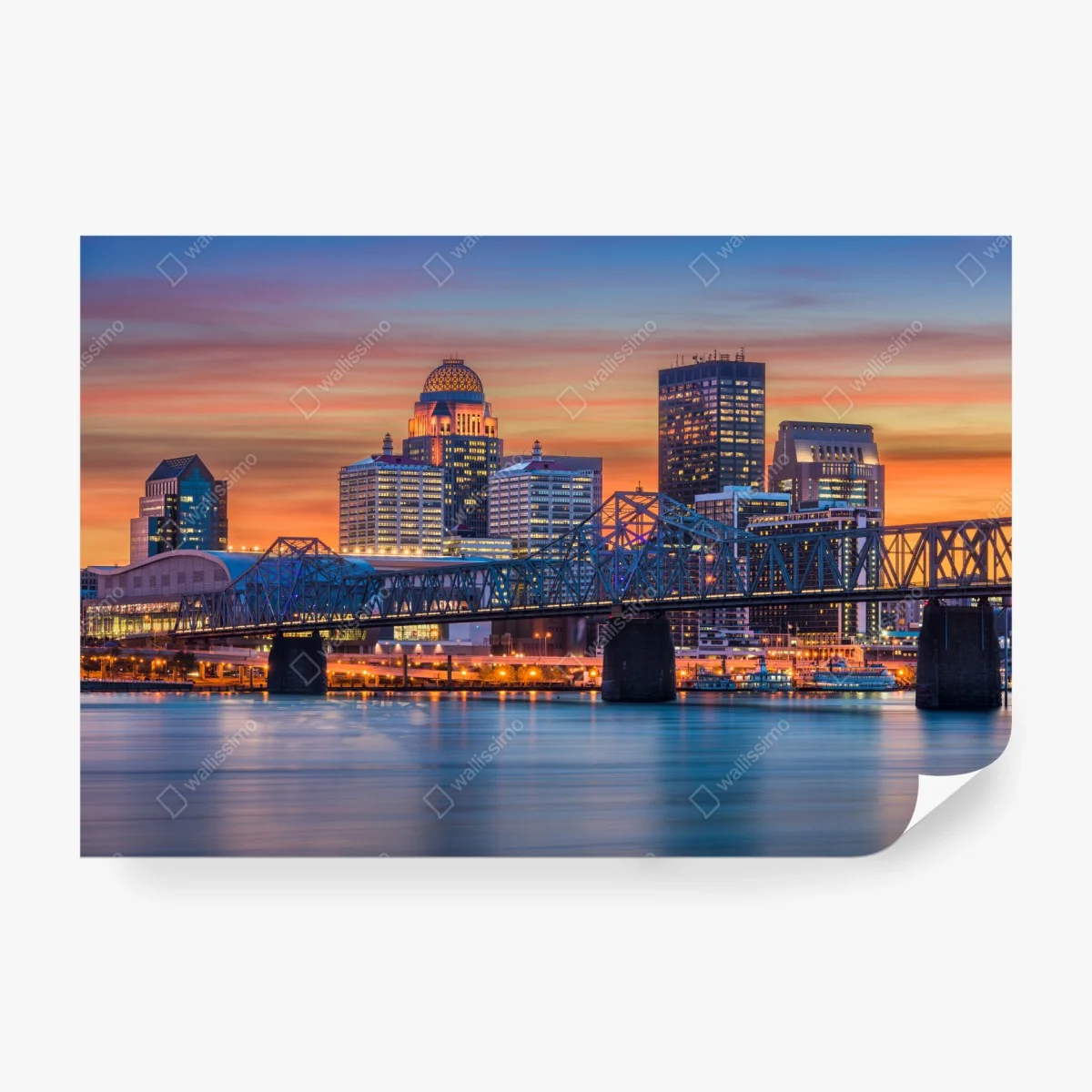 Carta da parati skyline di Louisville al tramonto • Wallissimo® Carta da parati skyline di Louisville al tramonto • Wallissimo®