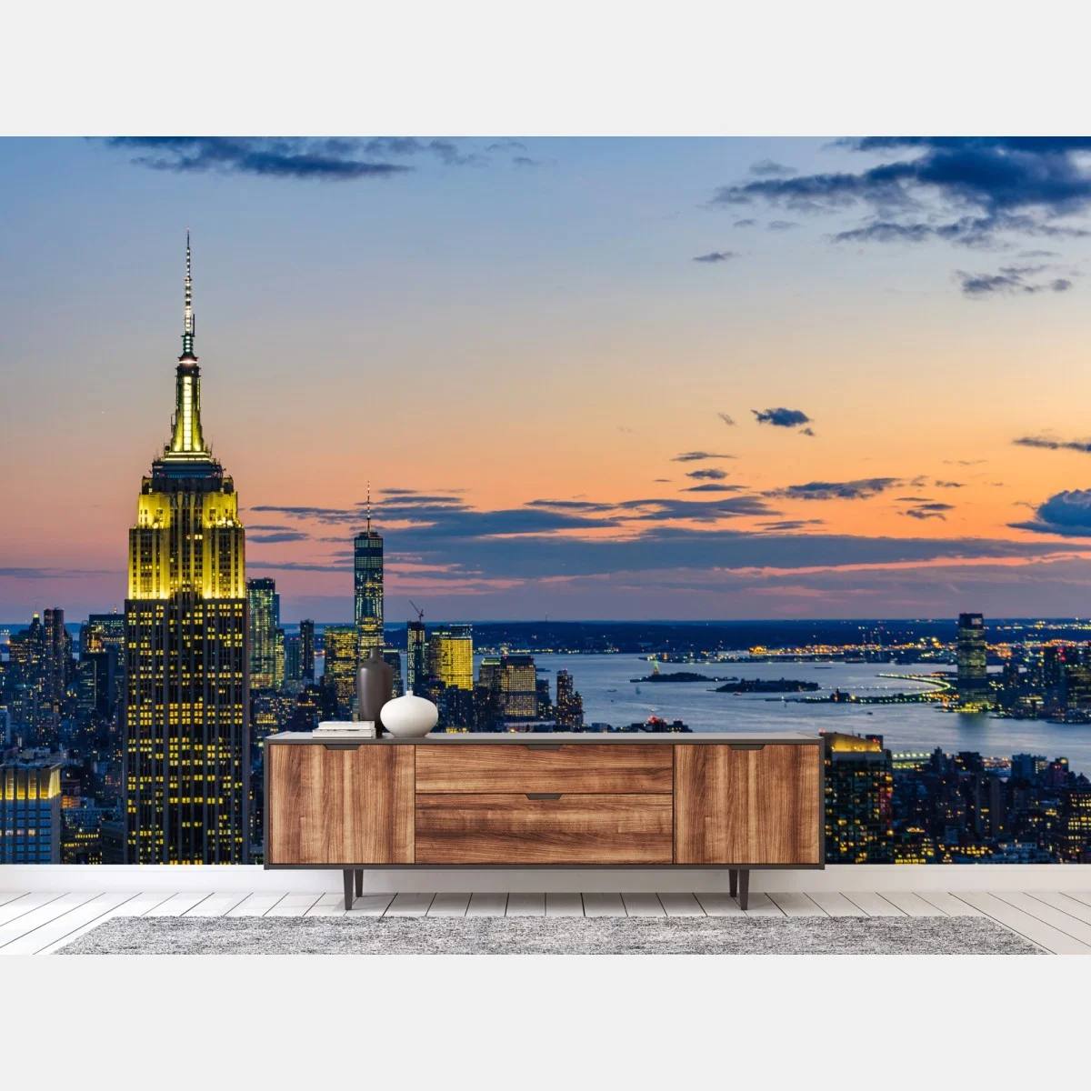 Carta da parati tramonto su New York con Empire State Building • Wallissimo® Carta da parati tramonto su New York con Empire State Building • Wallissimo®