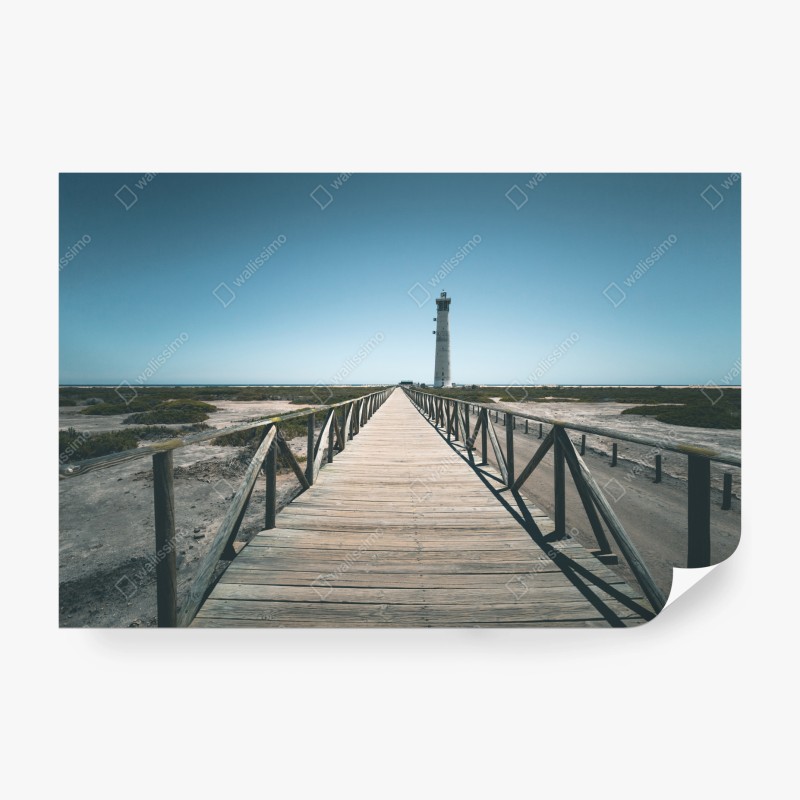 Carta da parati faro sulla passerella verso l'orizzonte