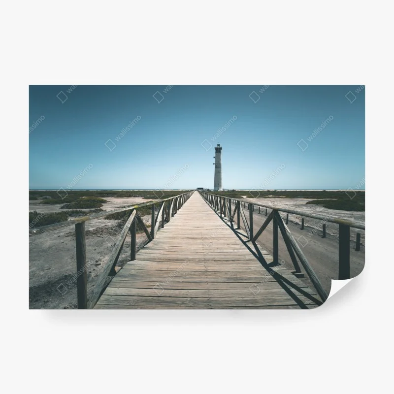 Carta da parati faro sulla passerella verso l'orizzonte