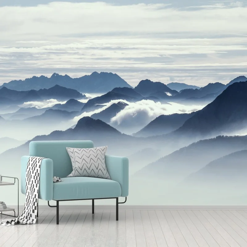 Carta da parati panorama di montagne avvolte nella nebbia