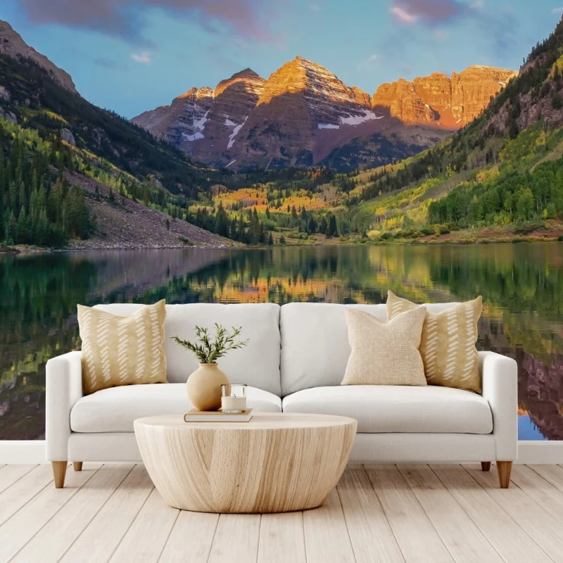 Carta da parati alba dorata alle Maroon Bells • Wallissimo® Carta da parati alba dorata alle Maroon Bells • Wallissimo®